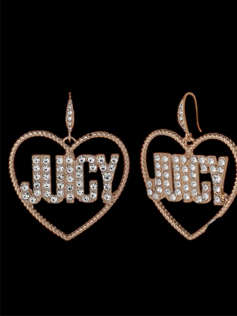Juicy Couture Gold-tone Crystal Heart 'JUICY' Drop Earrings